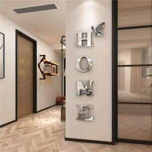 Home Wall Decor Letter Signs Acrylic Mirror Wall Stickers Wall Decorations Silve